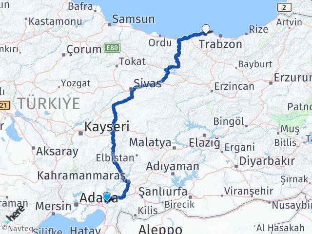 Osmaniye Vakfıkebir Trabzon Arası Kaç Km - Yol Haritası
