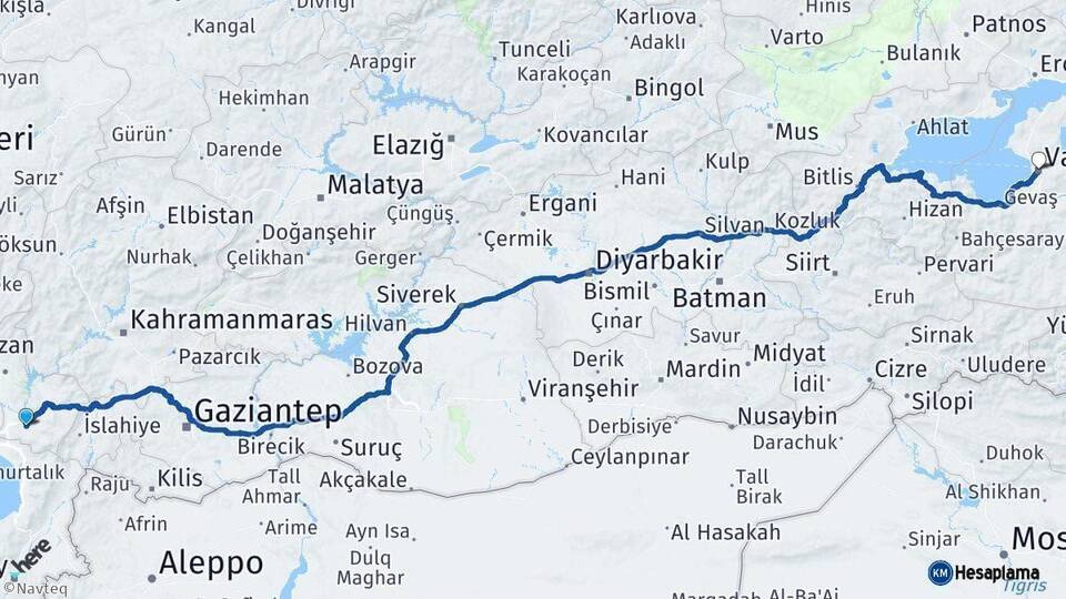 Osmaniye Van Arası Kaç Km - Yol Haritası