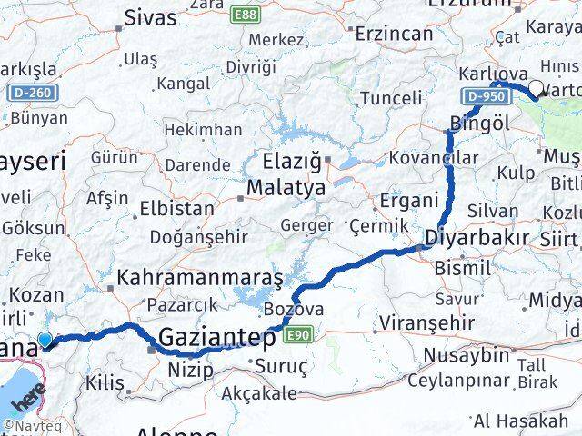 Osmaniye Varto Muş Arası Kaç Km - Yol Haritası