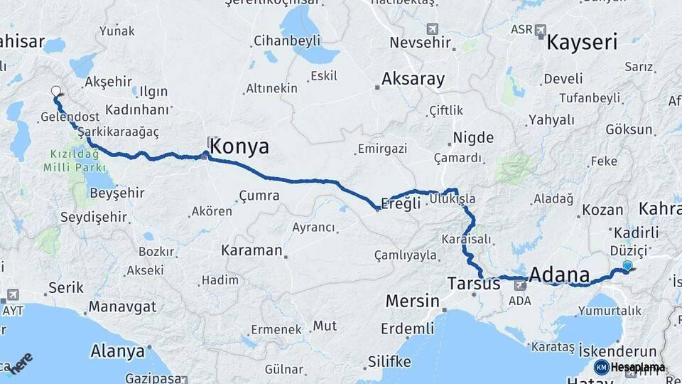 Osmaniye Yalvaç Isparta Arası Kaç Km - Yol Haritası