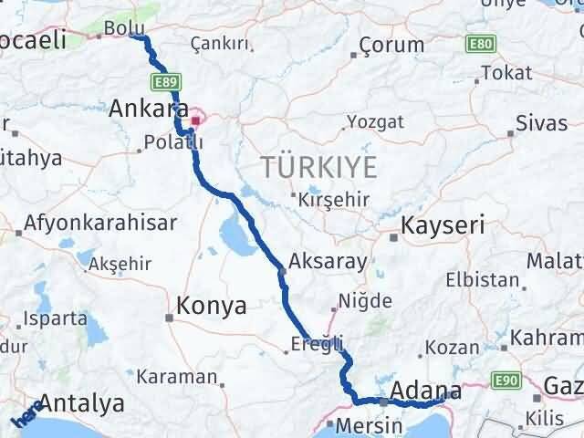 Osmaniye Yeniçağa Bolu Arası Kaç Km - Yol Haritası