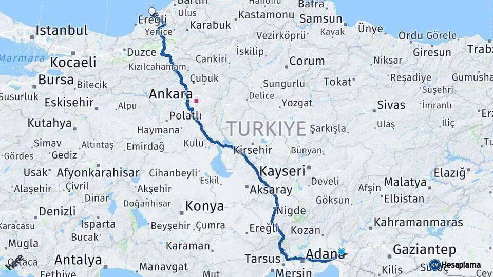 Osmaniye Zonguldak Arası Kaç Km - Yol Haritası