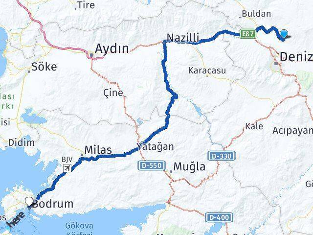 Pamukkale Travertenleri Bodrum Arası Kaç Km - Yol Tarifi