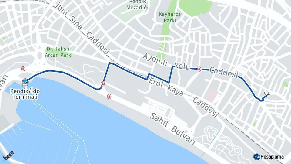 Pendik İDO Terminali Kaynarca Arası Kaç Km - Yol Tarifi