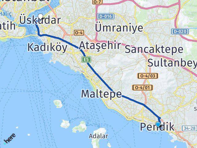 Pendik İDO Terminali Üsküdar Arası Kaç Km - Yol Tarifi