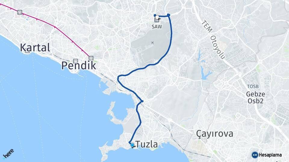 Piri Reis Üniversitesi Sabiha Gökçen Havalimanı Arası Kaç Km - Yol Tarifi