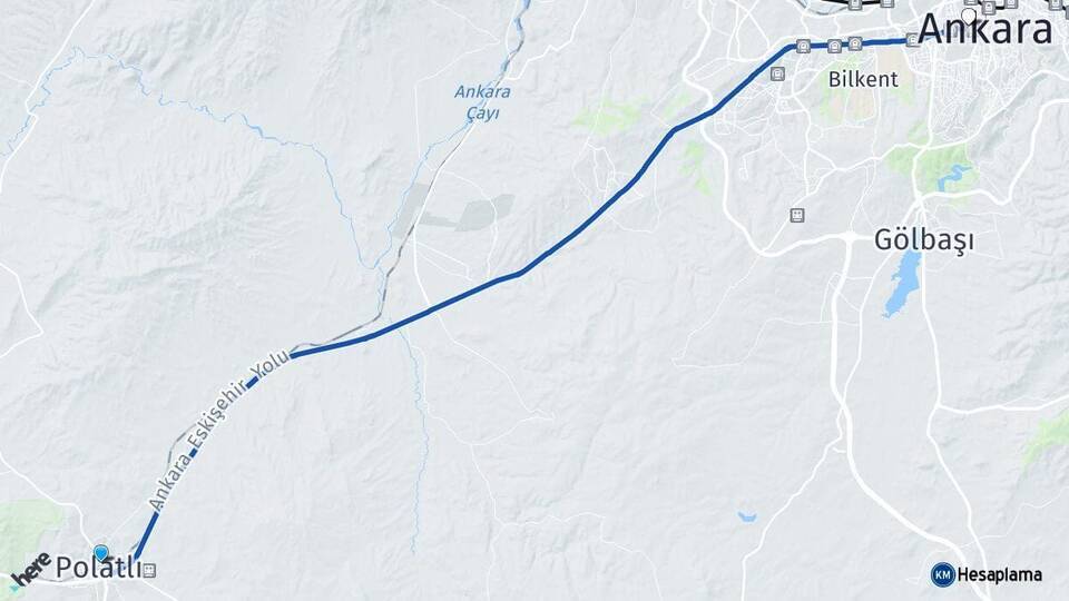 Polatlı YHT Garı Hacı Bayram Veli Üniversitesi Arası Kaç Km - Yol Tarifi