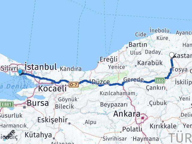 Radisson Blu Hotel Istanbul Ottomare Kastamonu Arası Kaç Km - Yol Tarifi