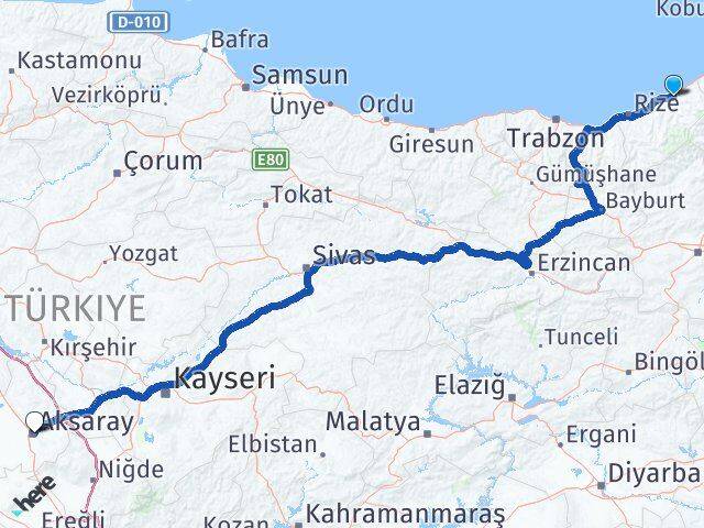 Rize Ardeşen Aksaray Arası Kaç Km - Yol Haritası