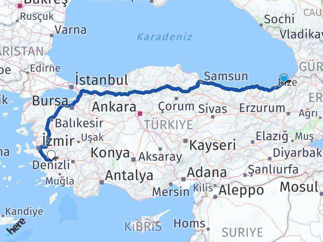 Rize Ardeşen Aydın Arası Kaç Km - Yol Haritası