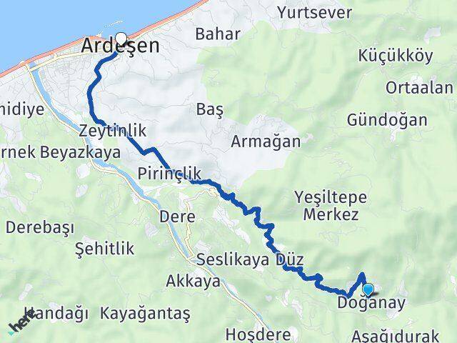 Doğanay Ardeşen Arası Kaç Km - Yol Tarifi