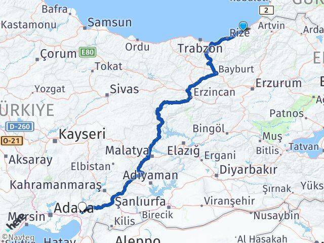 Rize Ardeşen Osmaniye Arası Kaç Km - Yol Haritası