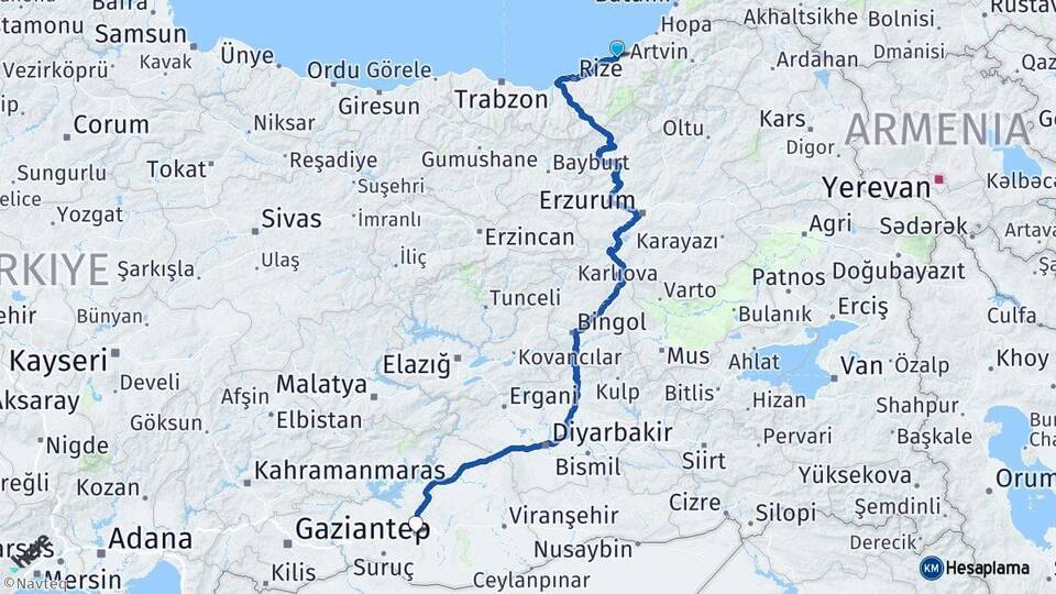 Ardeşen Şanlıurfa Arası Kaç Km - Yol Tarifi