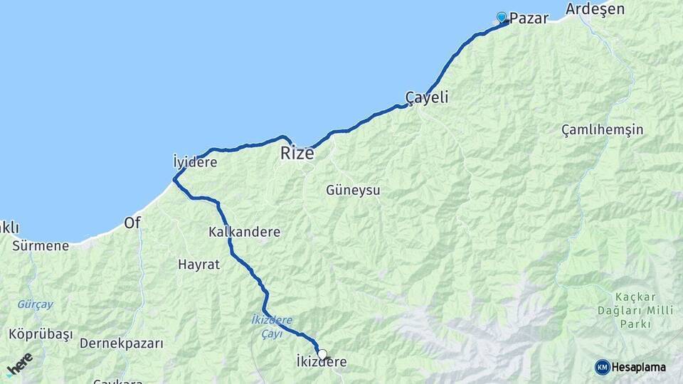Rize-Artvin Havalimanı İkizdere Arası Kaç Km - Yol Tarifi