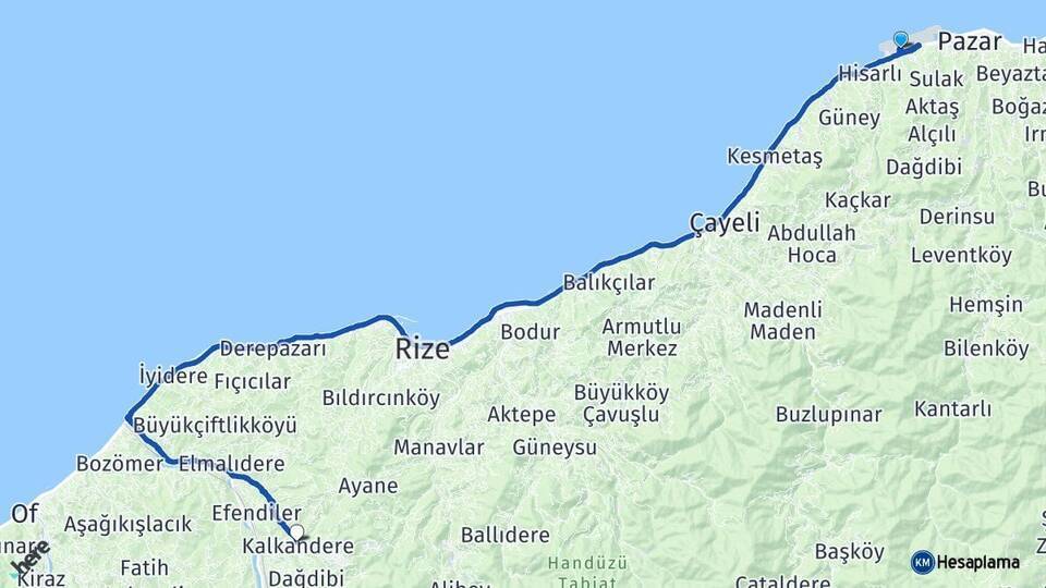 Rize-Artvin Havalimanı Kalkandere Arası Kaç Km - Yol Tarifi