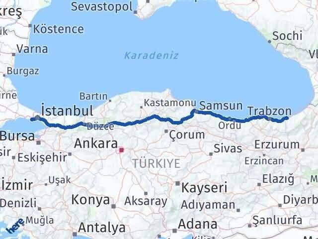 Rize Avcılar İstanbul Arası Kaç Km - Yol Haritası