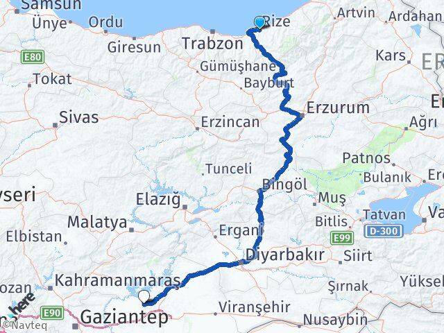 Rize Bozova Şanlıurfa Arası Kaç Km - Yol Haritası