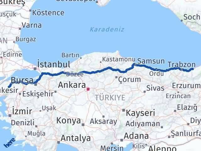 Rize Çan Çanakkale Arası Kaç Km - Yol Haritası