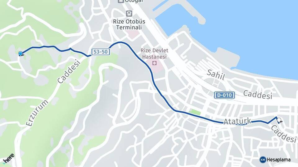 Değirmendere Rize Arası Kaç Km - Yol Tarifi