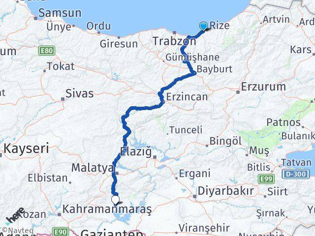 Rize Derepazarı Adıyaman Arası Kaç Km - Yol Haritası
