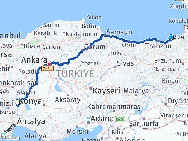 Rize Eğirdir Isparta Arası Kaç Km - Yol Haritası
