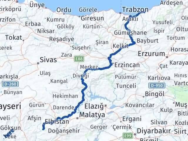Rize Ekinözü Arası Kaç Km - Yol Tarifi