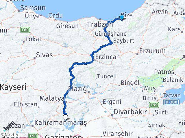 Rize Güneysu Adıyaman Arası Kaç Km - Yol Haritası
