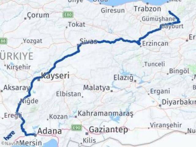 Rize İkizdere Adana Arası Kaç Km - Yol Haritası