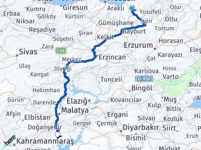 Rize İkizdere Adıyaman Arası Kaç Km - Yol Haritası