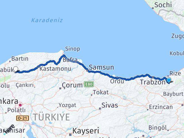 Rize İkizdere Karabük Arası Kaç Km - Yol Haritası