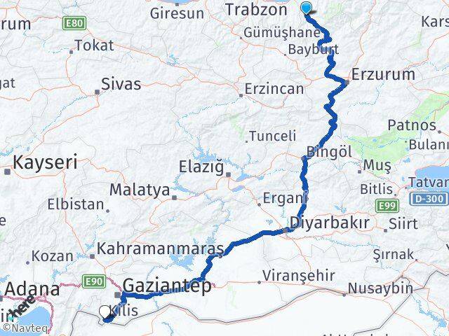 Rize İkizdere Kilis Arası Kaç Km - Yol Haritası