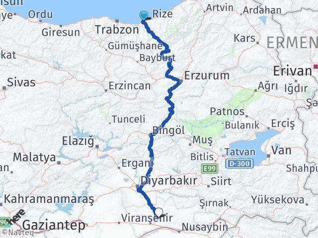 Rize İyidere Mardin Arası Kaç Km - Yol Haritası