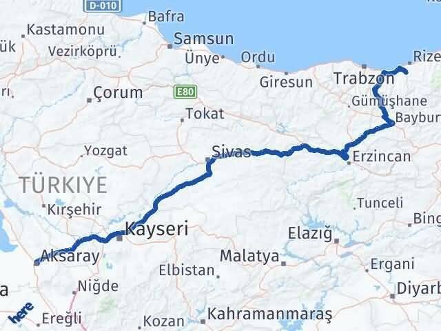 Rize Kalkandere Aksaray Arası Kaç Km - Yol Haritası