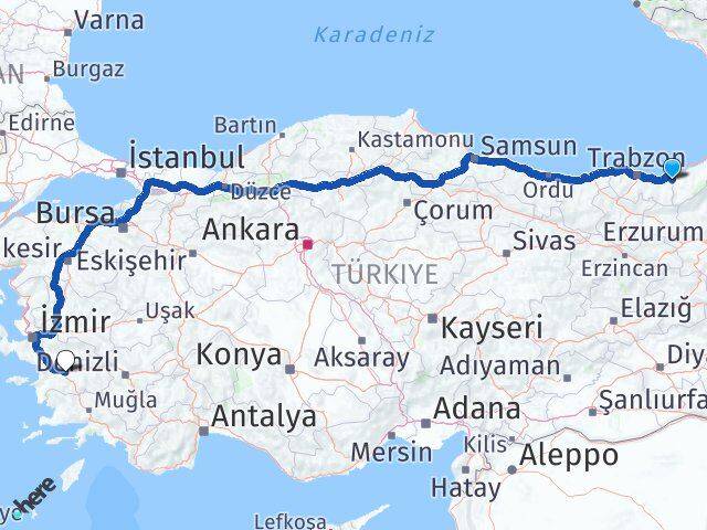 Rize Kalkandere Aydın Arası Kaç Km - Yol Haritası