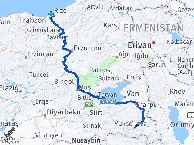 Rize Kalkandere Hakkari Arası Kaç Km - Yol Haritası