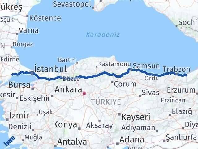 Rize Kalkandere Tekirdağ Arası Kaç Km - Yol Haritası