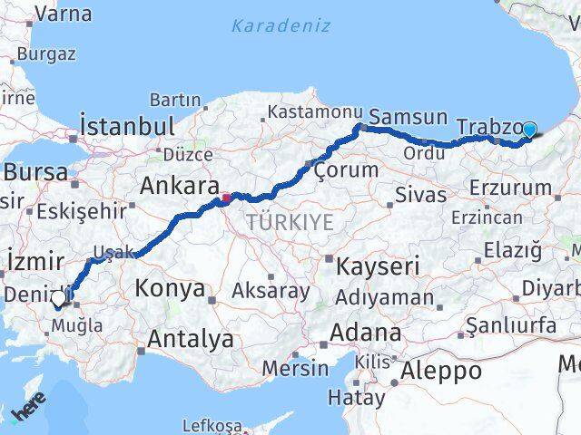 Rize Karacasu Aydın Arası Kaç Km - Yol Haritası