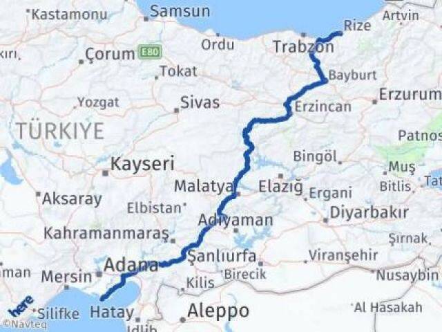 Rize Karataş Adana Arası Kaç Km - Yol Haritası