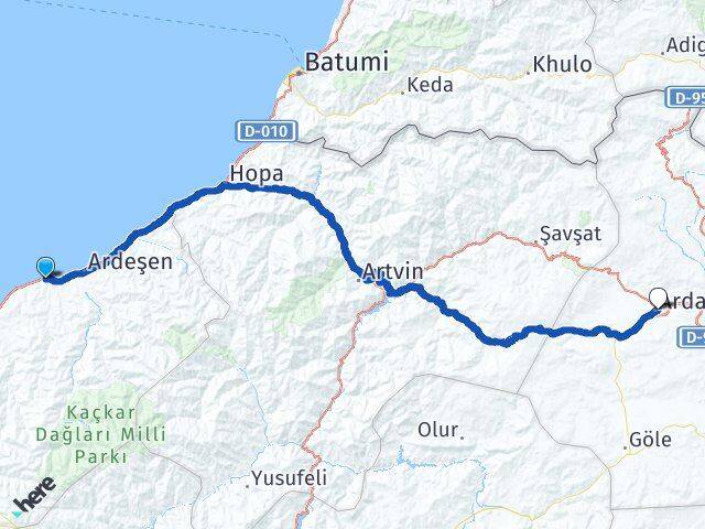 Rize Pazar Ardahan Arası Kaç Km - Yol Haritası