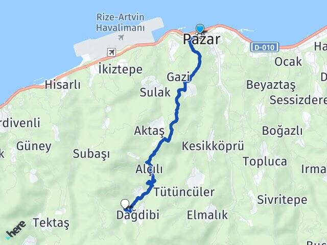 Rize Pazar Hasköy Pazar Arası Kaç Km - Yol Haritası