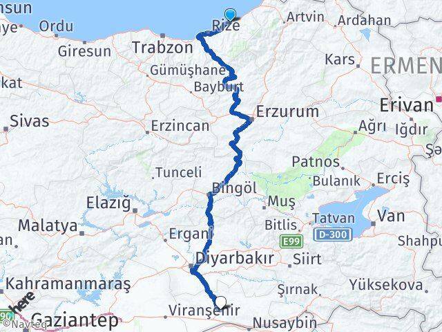 Rize Pazar Mardin Arası Kaç Km - Yol Haritası