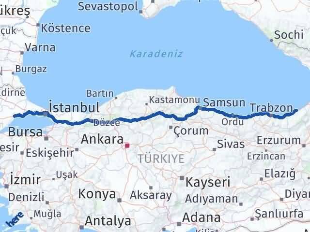 Rize Pazar Tekirdağ Arası Kaç Km - Yol Haritası