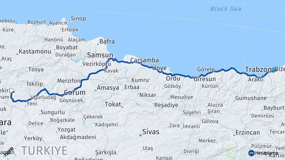 Rize Pekmezli Arası Kaç Km - Yol Haritası