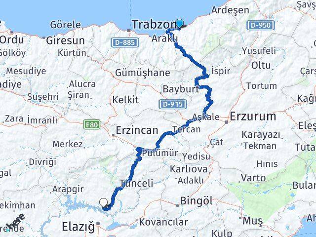 Rize Pertek Tunceli Arası Kaç Km - Yol Haritası