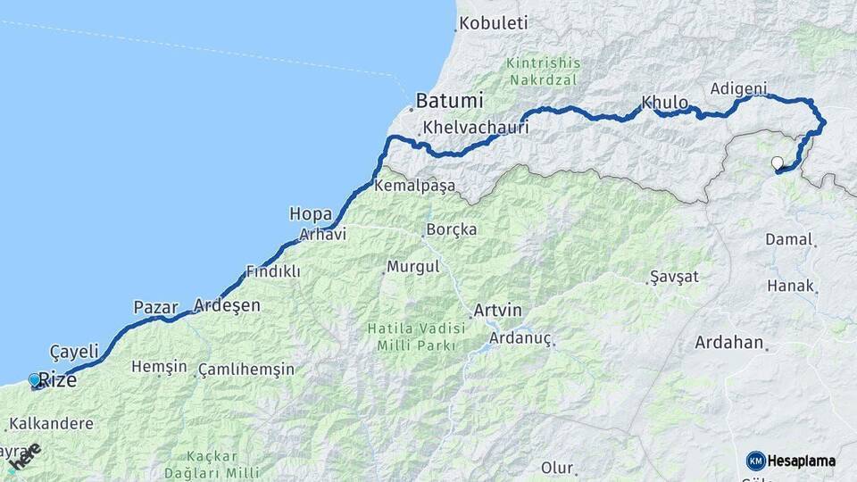 Rize Posof Ardahan Arası Kaç Km - Yol Haritası