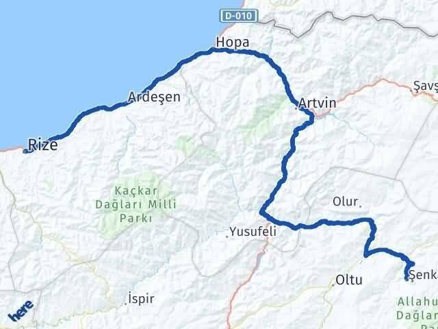 Rize Şenkaya Erzurum Arası Kaç Km - Yol Haritası