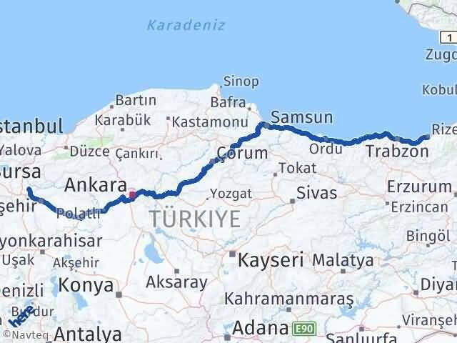 Rize Söğüt Bilecik Arası Kaç Km - Yol Haritası
