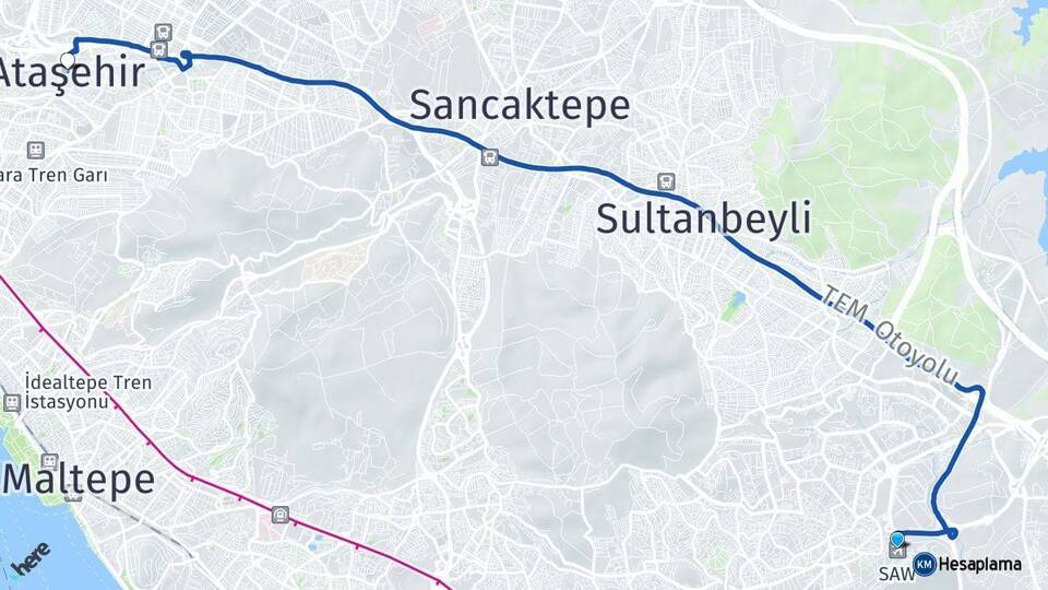Sabiha Gökçen Havalimanı Ataşehir Arası Kaç Km - Yol Tarifi