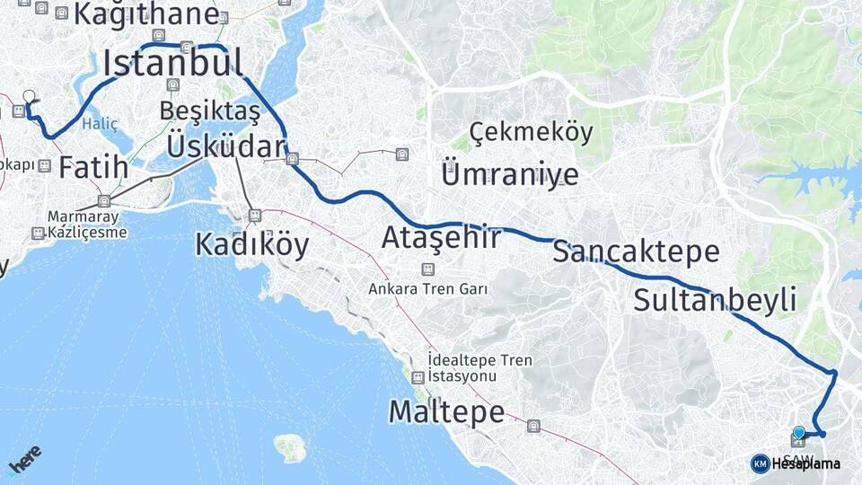Sabiha Gökçen Havalimanı Bayrampaşa Arası Kaç Km - Yol Tarifi