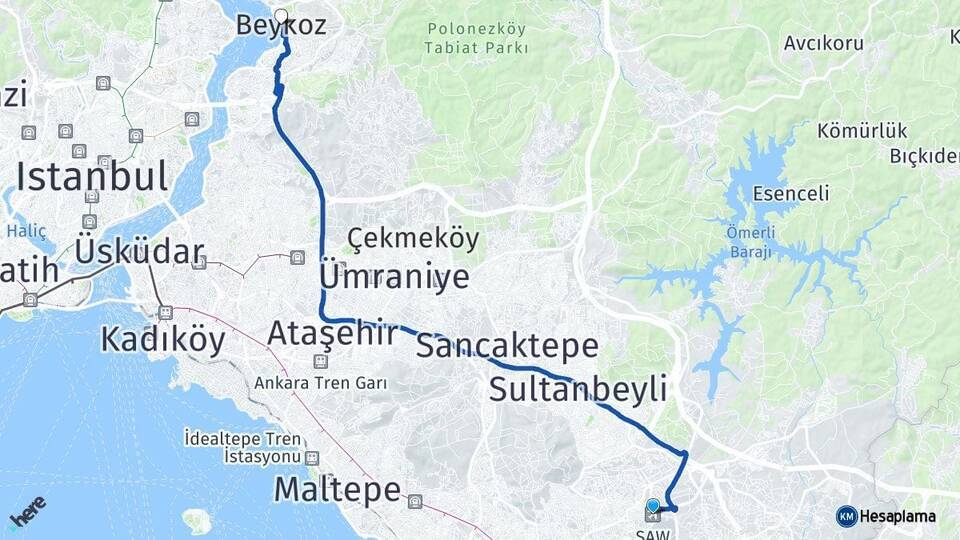 Sabiha Gökçen Havalimanı Beykoz Arası Kaç Km - Yol Tarifi